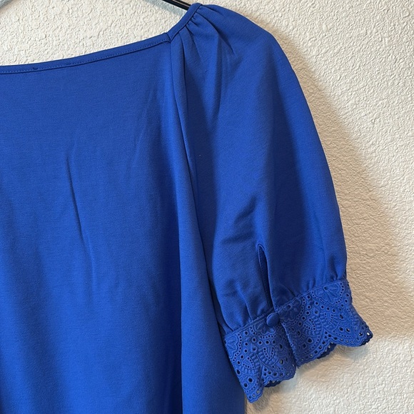 💙 NWT!! Ann Taylor Embroidered Trum Balloon Sleeve Square Neck Blouse! Size M - Picture 12 of 16
